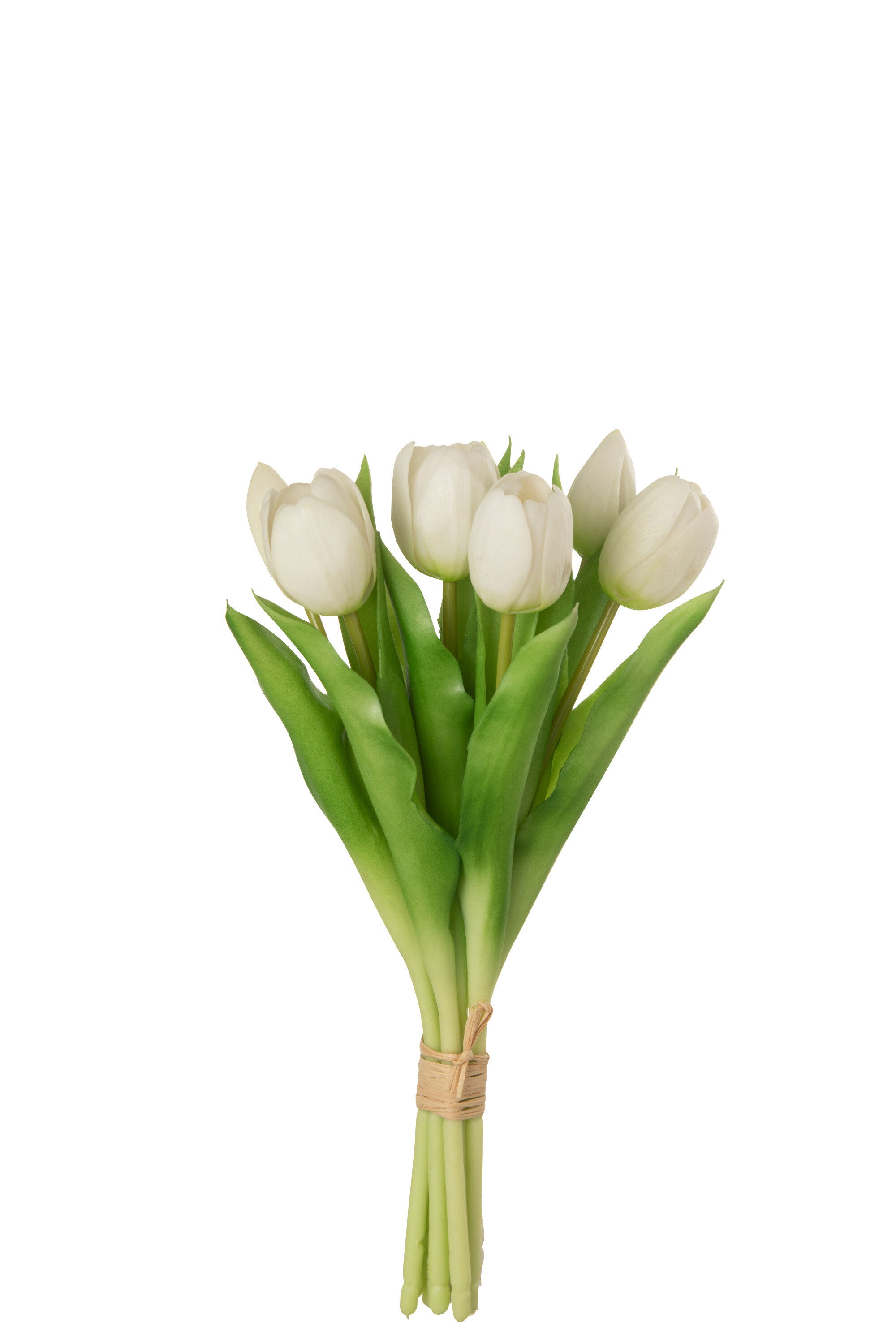 J-Line boeket Tulpen - kunststof - wit - small - 7 stuks