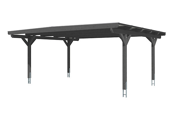 Carport SKAN HOLZ Odenwald 640x541cm, bois lamellé-collé, traitement coloré gris ardoise