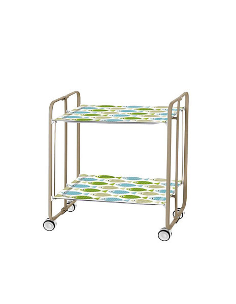 Desserte pliante BAUHAUS avec roulettes, Structure couleur sable, 2 niveaux, 4 positions