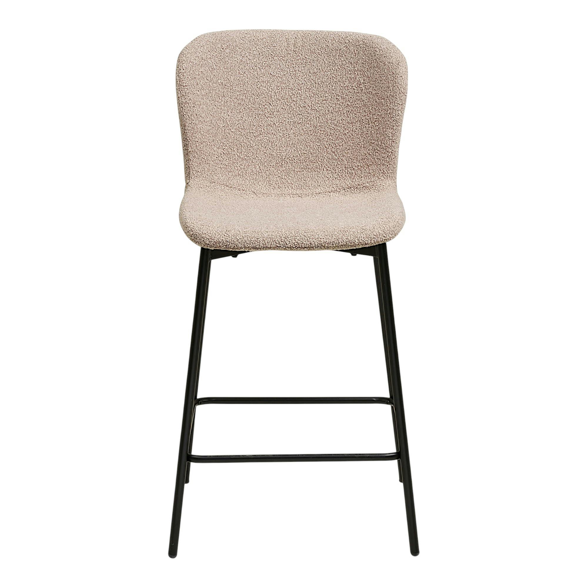 Chaise de bar bouclette beige pieds métal noir (lot de 2) BERLIN