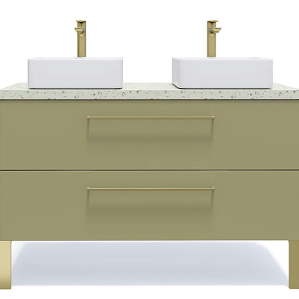 GLASGOW - Meuble salle de bain 2 vasques posées 120cm 2 tiroirs Vert