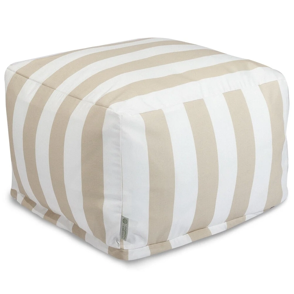 Majestic Home Goods Vertical Stripe Ottoman Outdoor Indoor