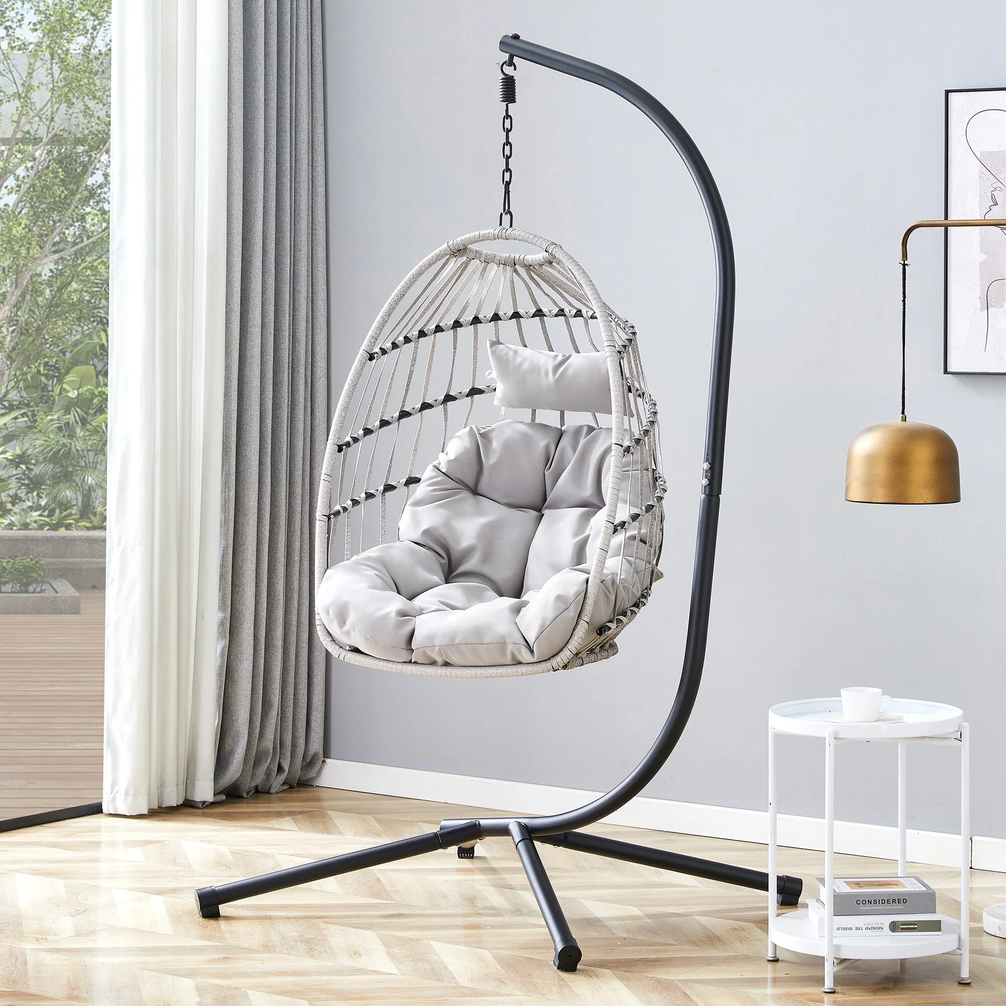Iron Wicker Hanging Egg Chair