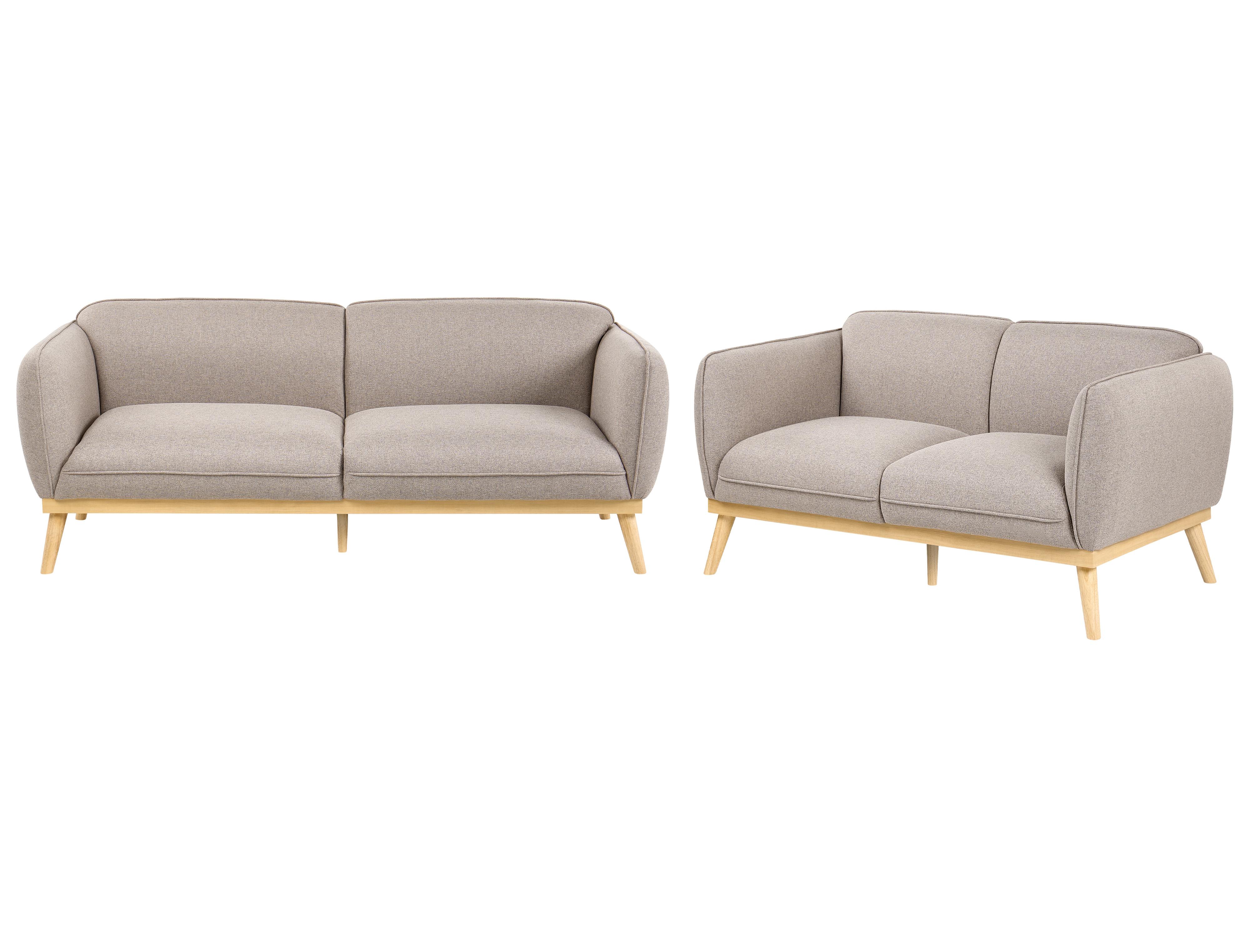 Living Room Set 5 Seater LJUNG Fabric Light Brown