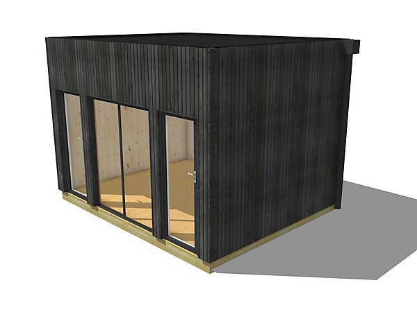 Bureau de jardin 4 saisons en bois 4,4 x 3,5 x 3,2 m / isolation RE2020 avec plancher isolé