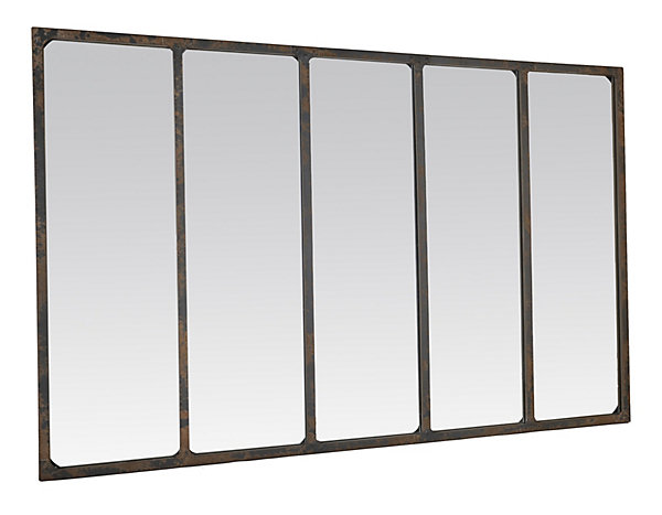 Miroir rectangulaire style jardin industriel effet métal rouillé L.137 x H.90 x ep.5 cm