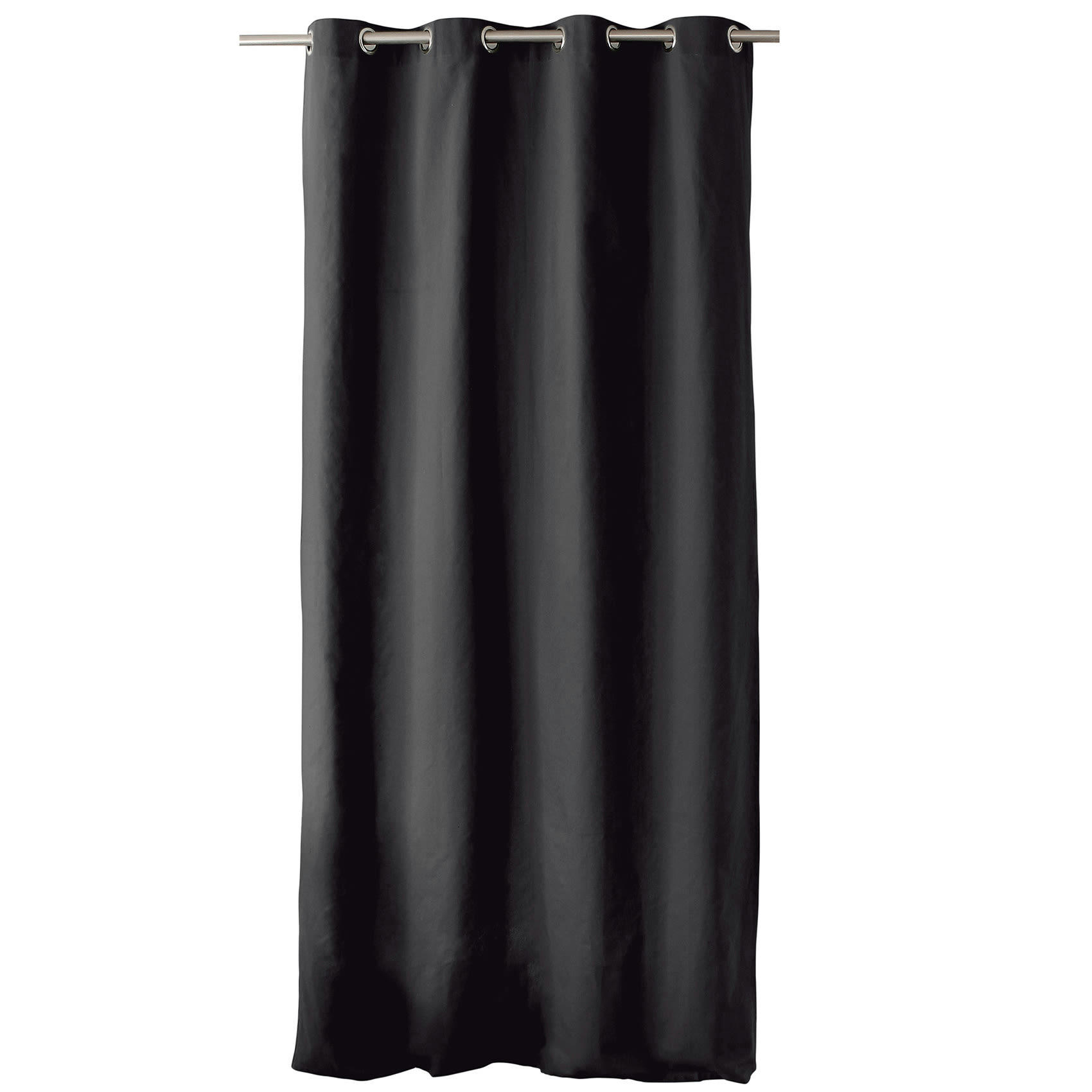 - Rideau tamisant uni à œillets polyester noir 135x240 cm
