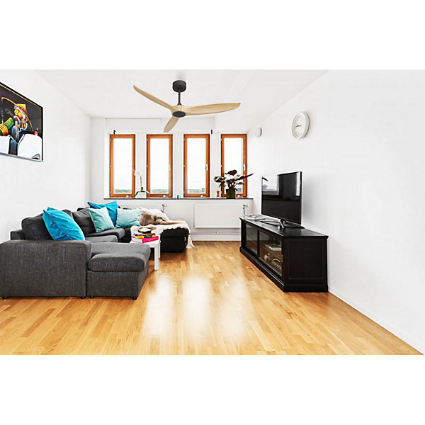 Bolt black, Ventilateur déstratificateur d'air, pales bois clair 132 Cm, moteur noir sans lumière .