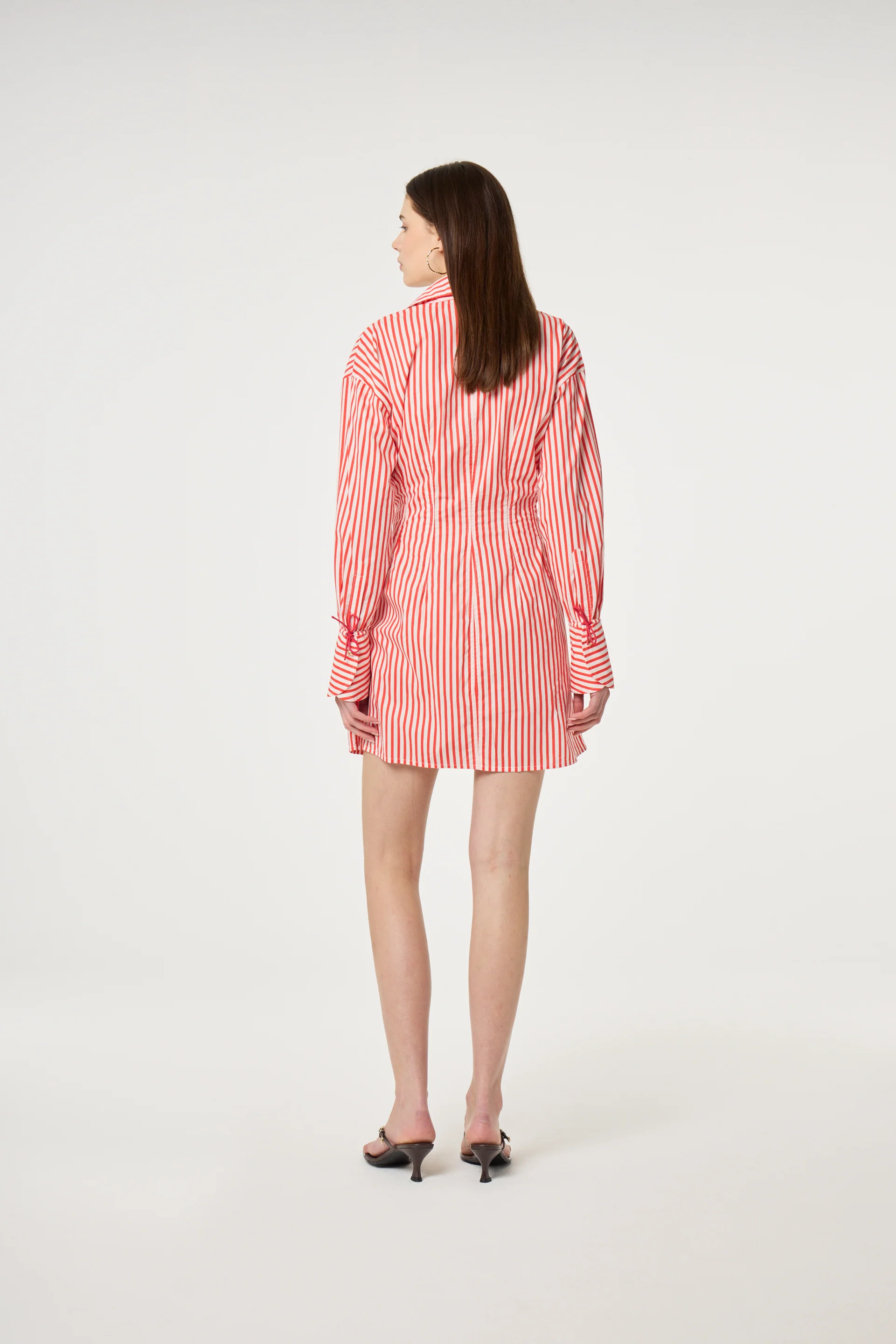 Coletta Red Shirt Stripe Dress | Cosy White/Tangerine Tango