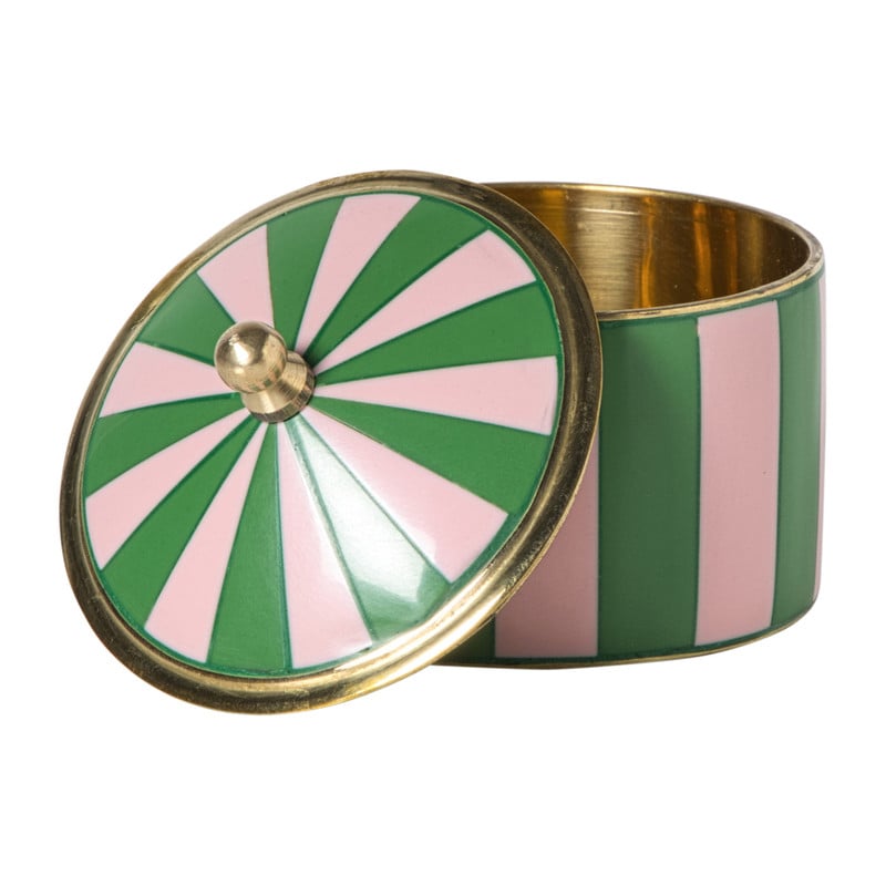 Opbergdoosje circus groot - roze/groen - &Oslash;8x7 cm