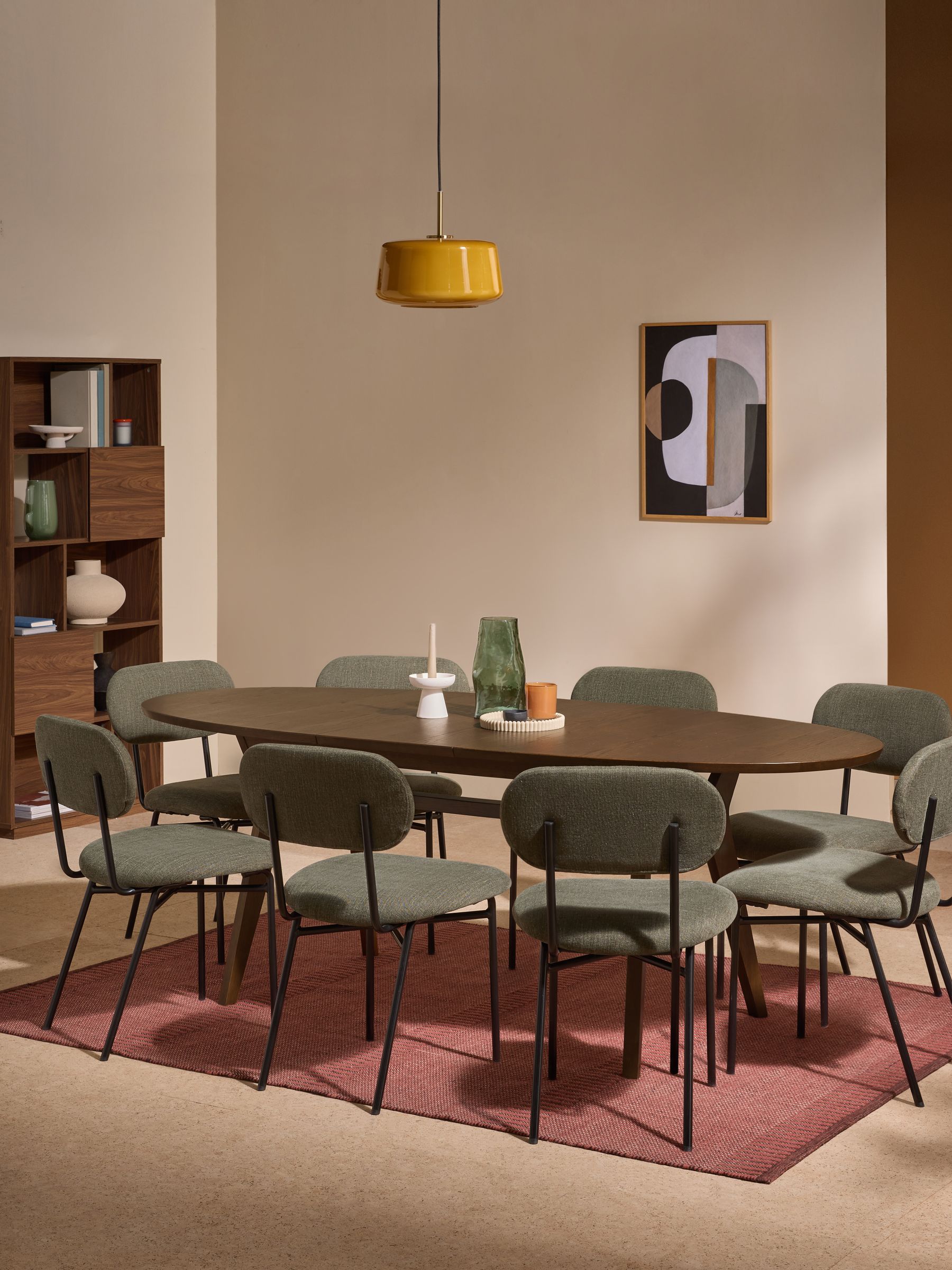 Jenson Extendable 6 to 8 Seater Round Dining Table in Dark Stain Oak