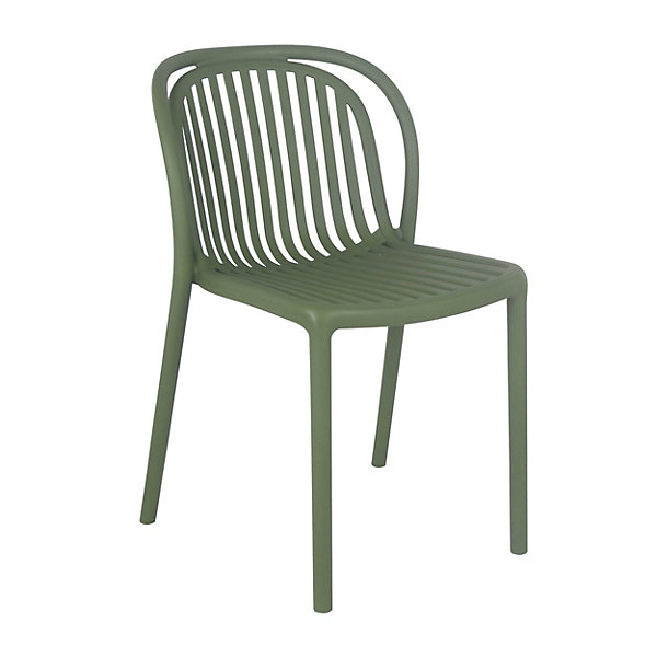 Lot de 4 chaises de terrasse en plastique vert oliveOviala