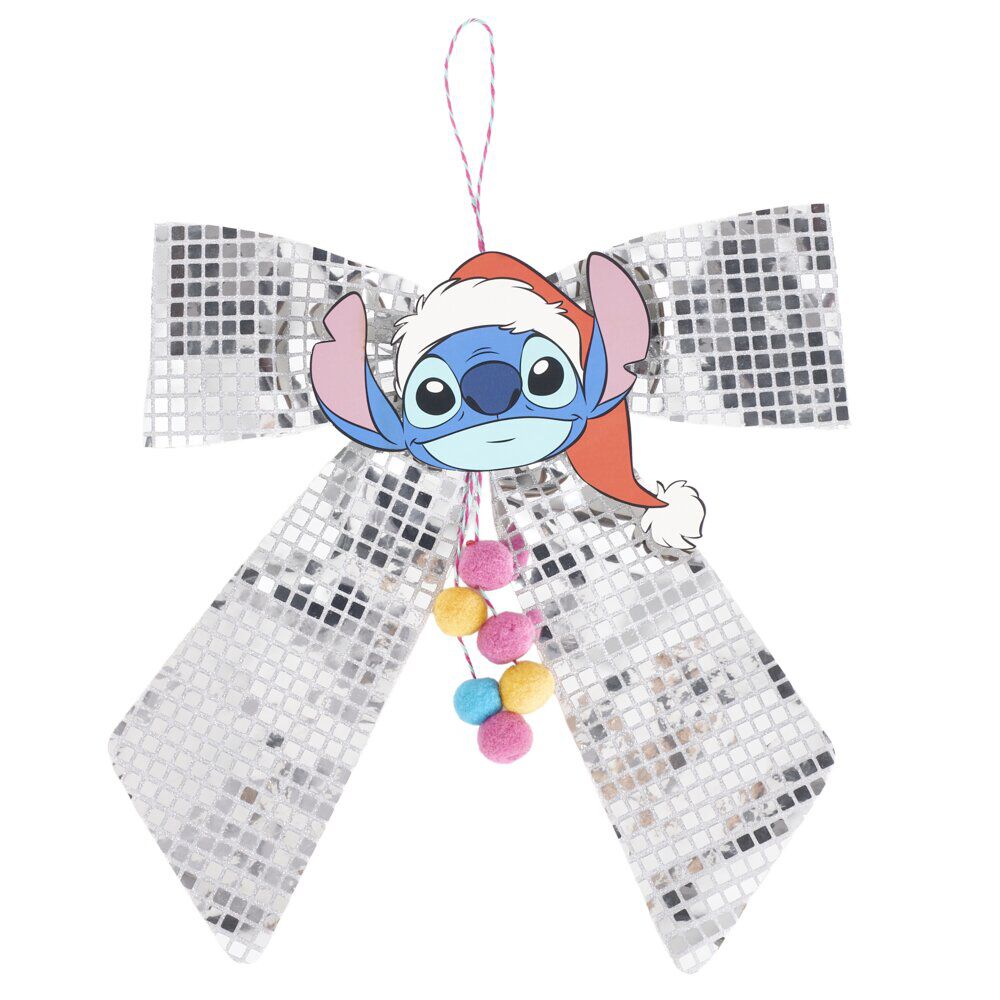 Noeud de No&euml;l Stitch à suspendre effet miroir 40X40cm