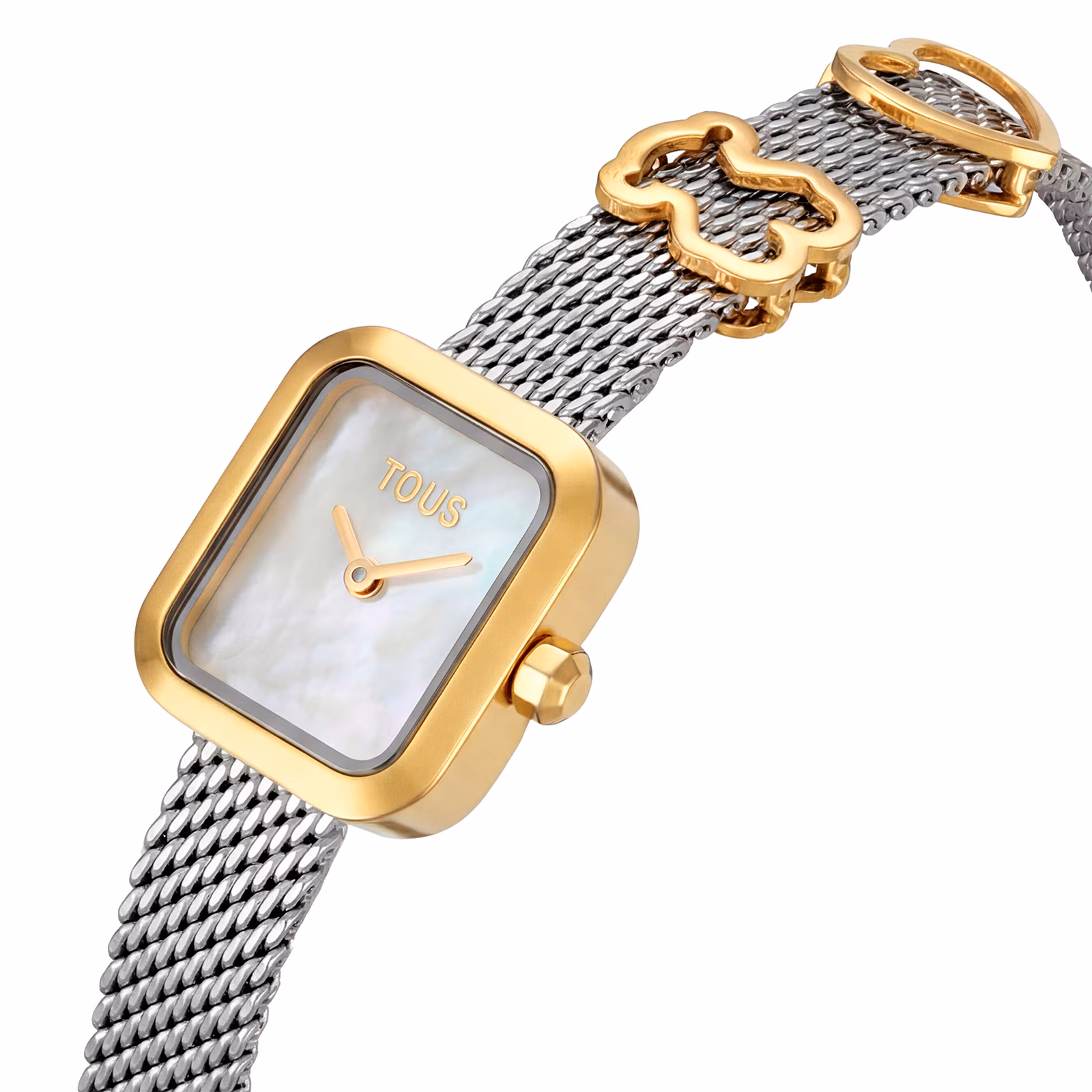 Reloj analógico con brazalete de acero con motivo, acero dorado y esfera de nácar ICON TIME CHARMS