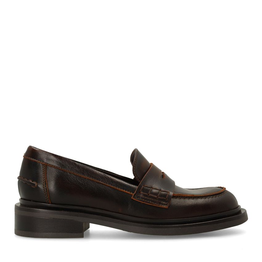 Manfield Bruine leren loafers