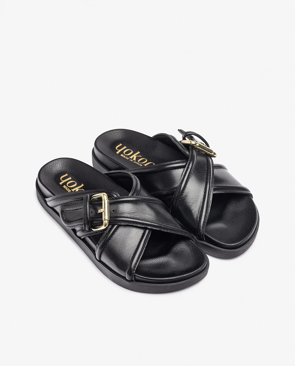 Sandalia plana MORENA-310 negro