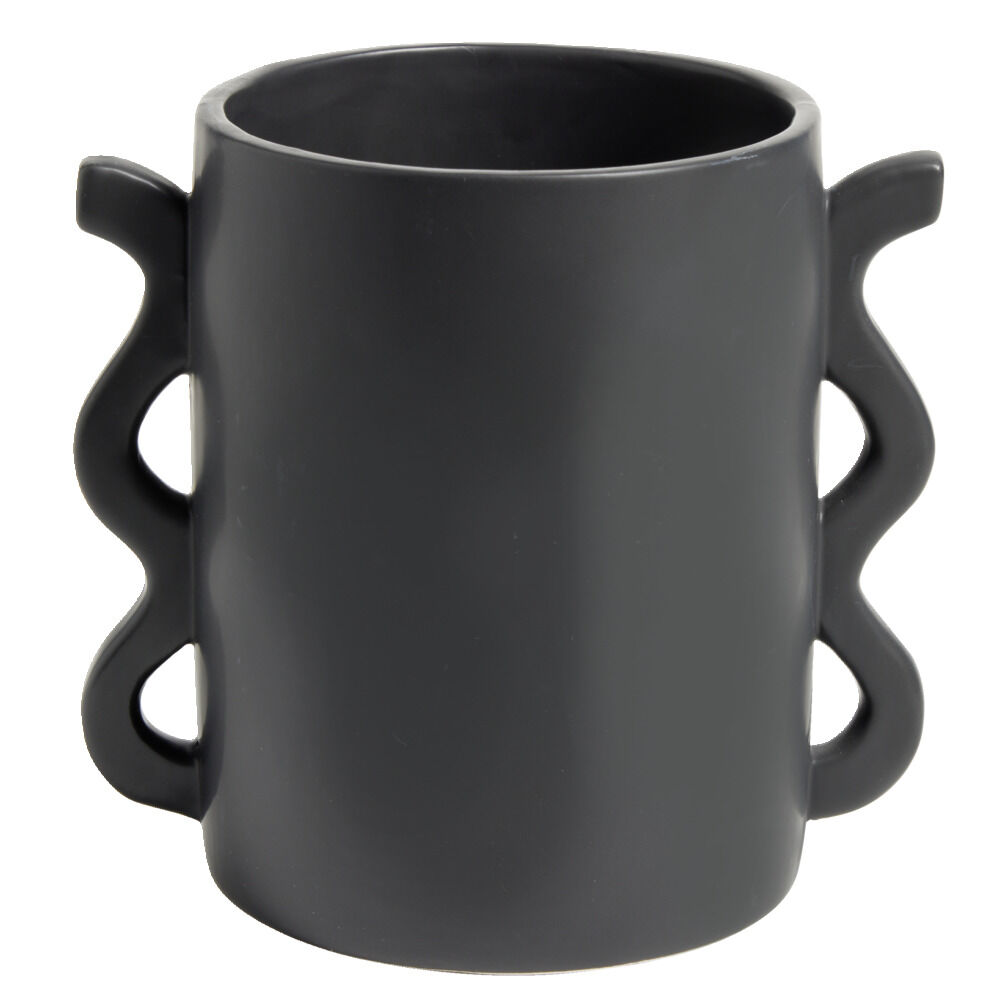 Pot en céramique noir avec multi anses 11x13xH8cm