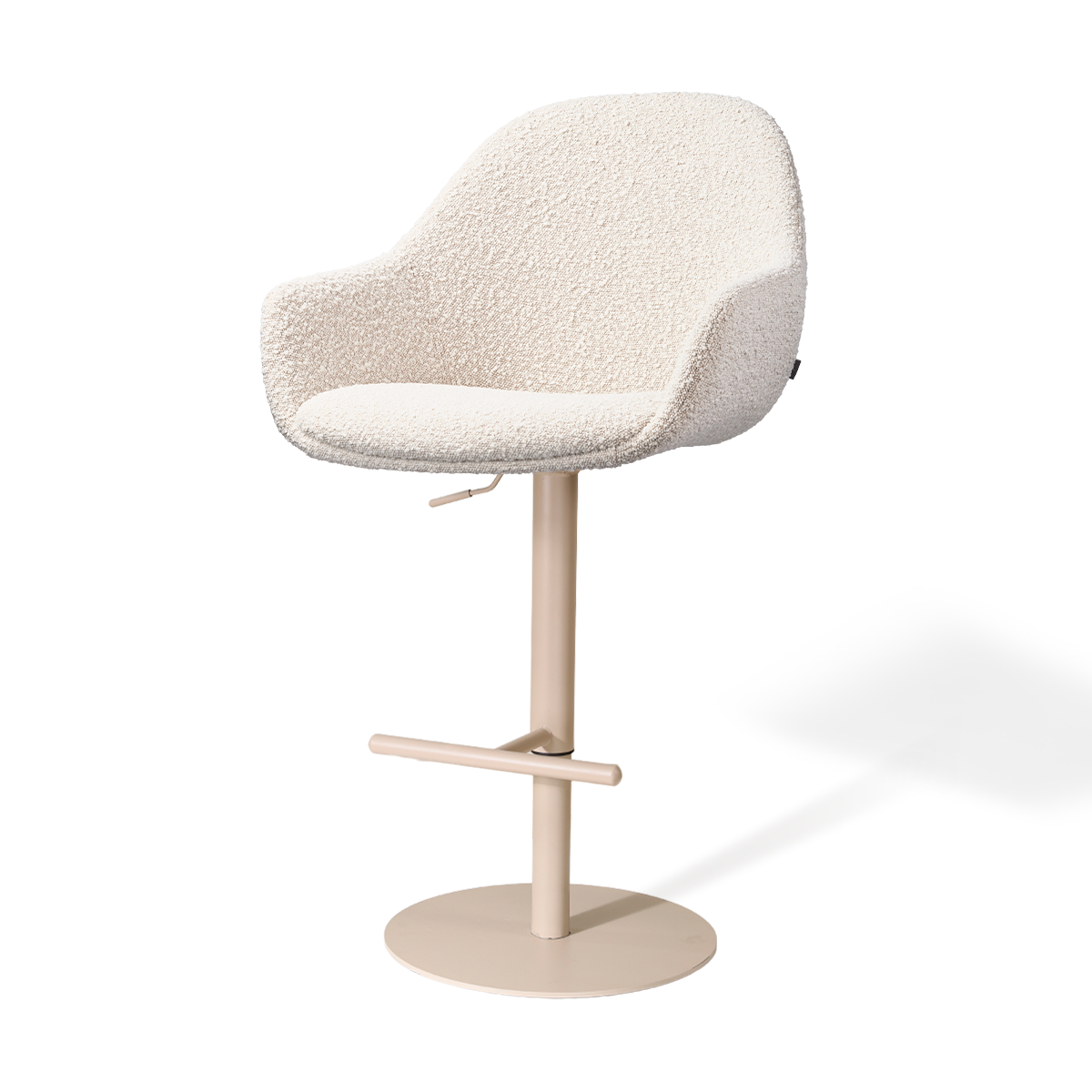Nolon Niva-Mae tulp barkruk bouclé beige verstelbaar - beige poten