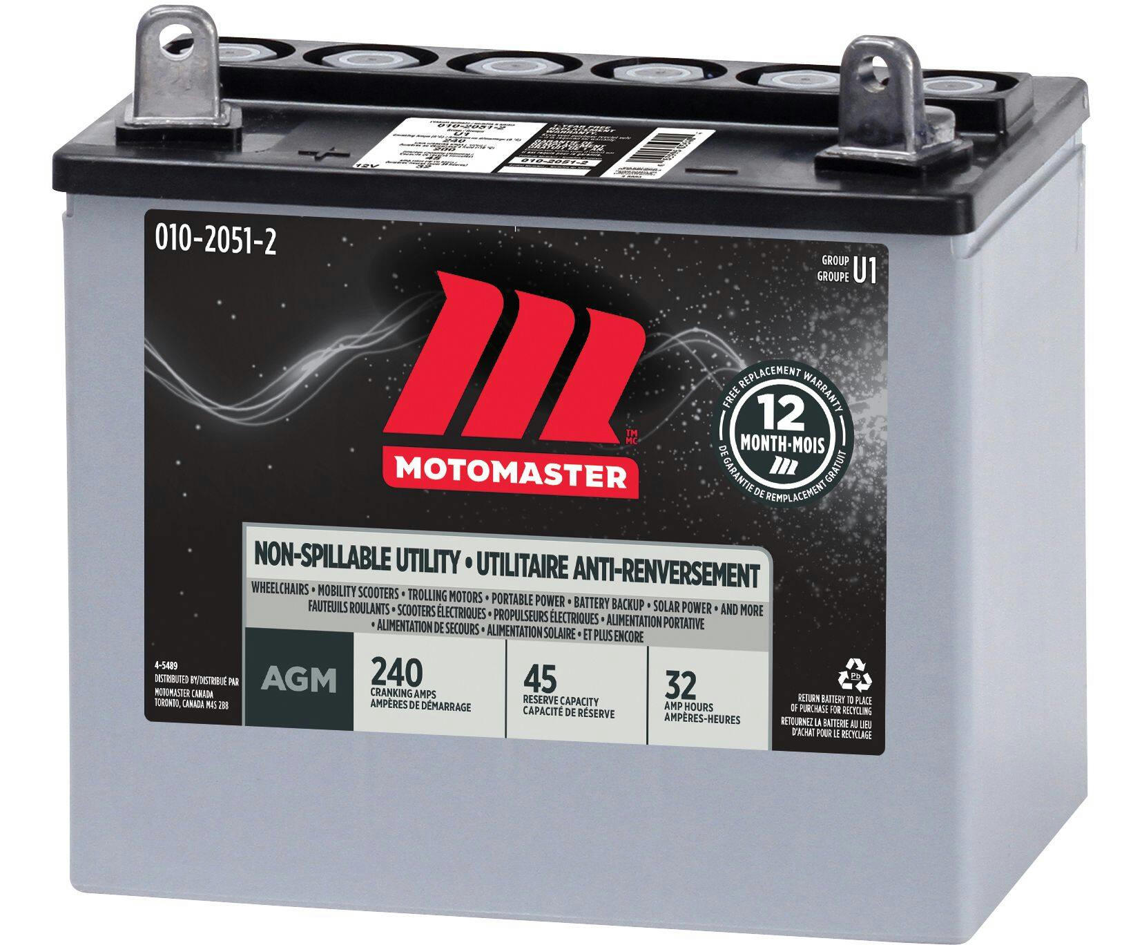 MOTOMASTER AGM Group Size U1 12-Volt 32 Ah Battery