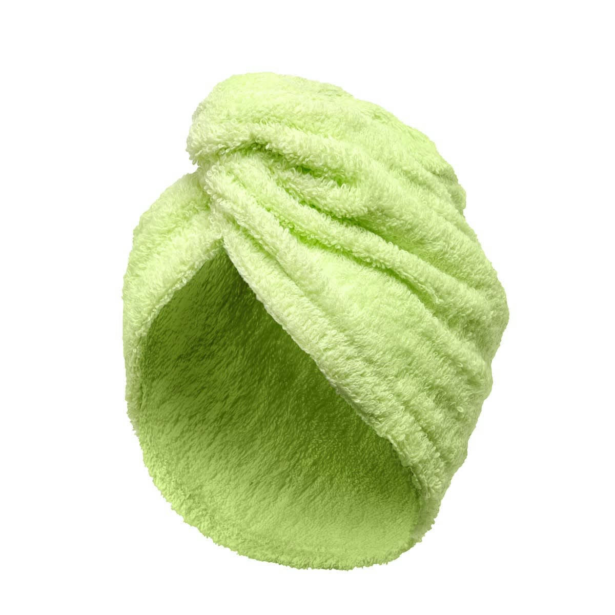TURBAN DE BAIN - Turban éponge fermeture élastique en coton vert pistache