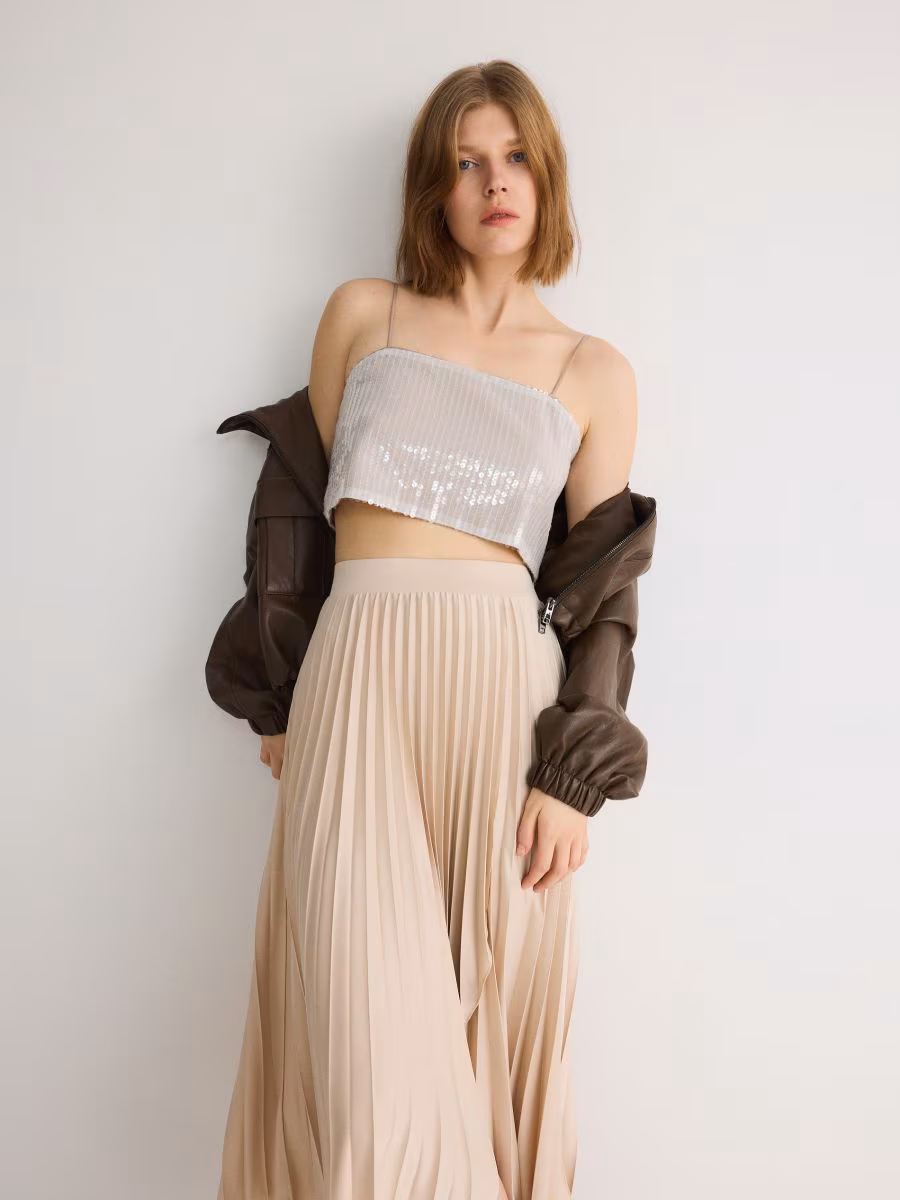 Pleated Midi Skirt