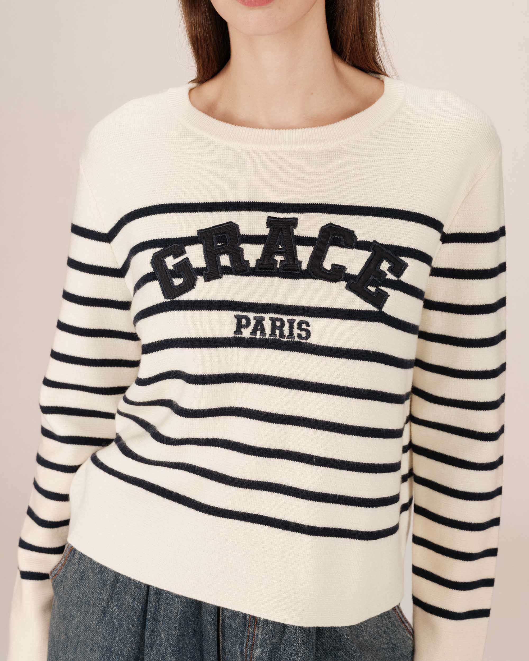 Pull universitaire ecru Sardaigne