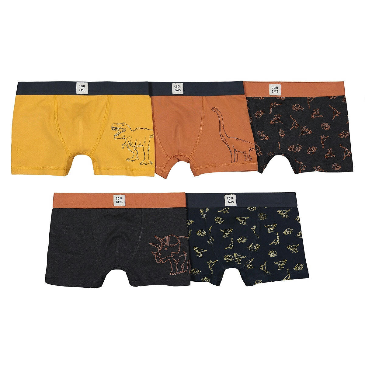 Lot de 5 boxers, imprimés dinosaures