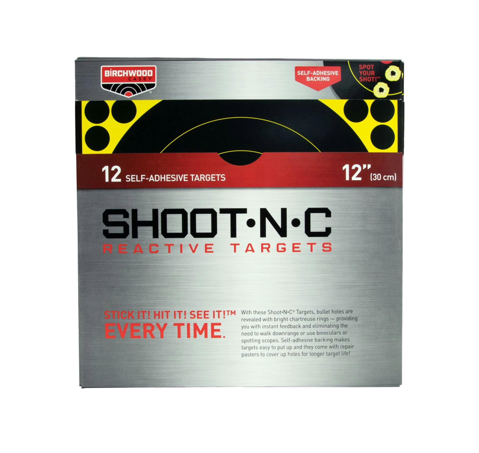 Birchwood Casey Shoot.N.C Adhesive Reactive Shooting Targets, 12-in, 12-pk