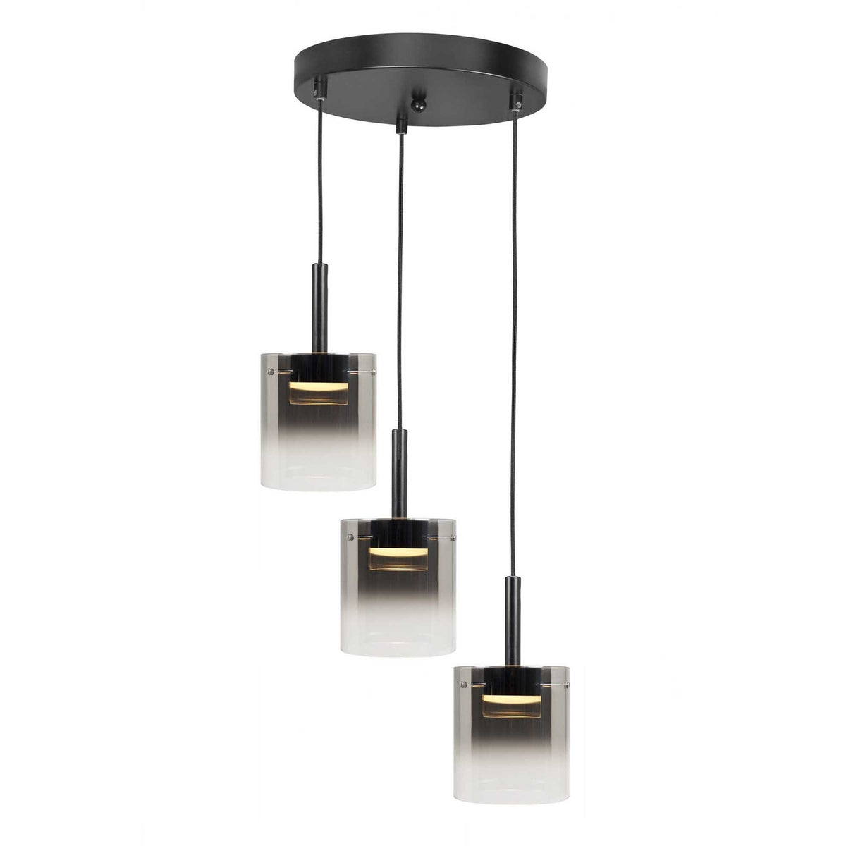 Highlight hanglamp Salerno - 3 lichts - 38 x 150  cm - zwart