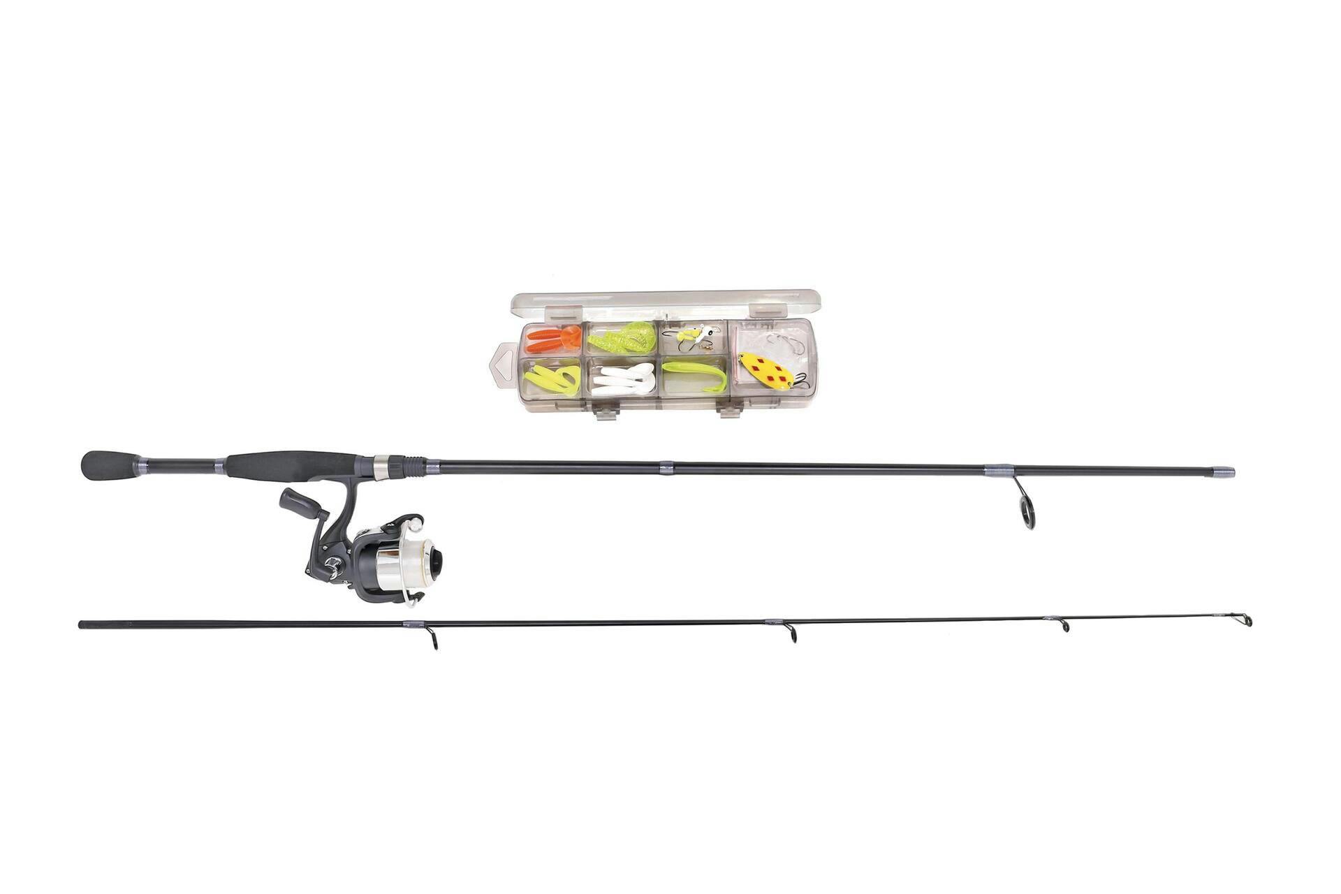 Red Wolf Walleye Spinning Fishing Rod and Reel Combo with Tackle Kit, Pre-Spooled, Medium, 6.6-ft, 3-pc