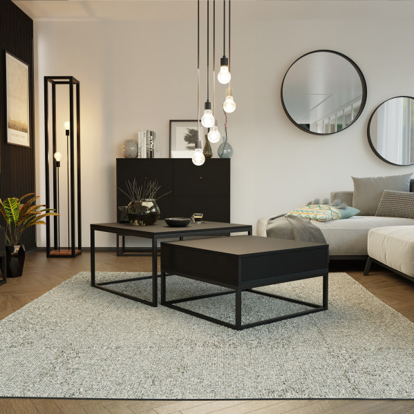 Stolik kawowy 2w1 ELEGANT z szufladą czarny