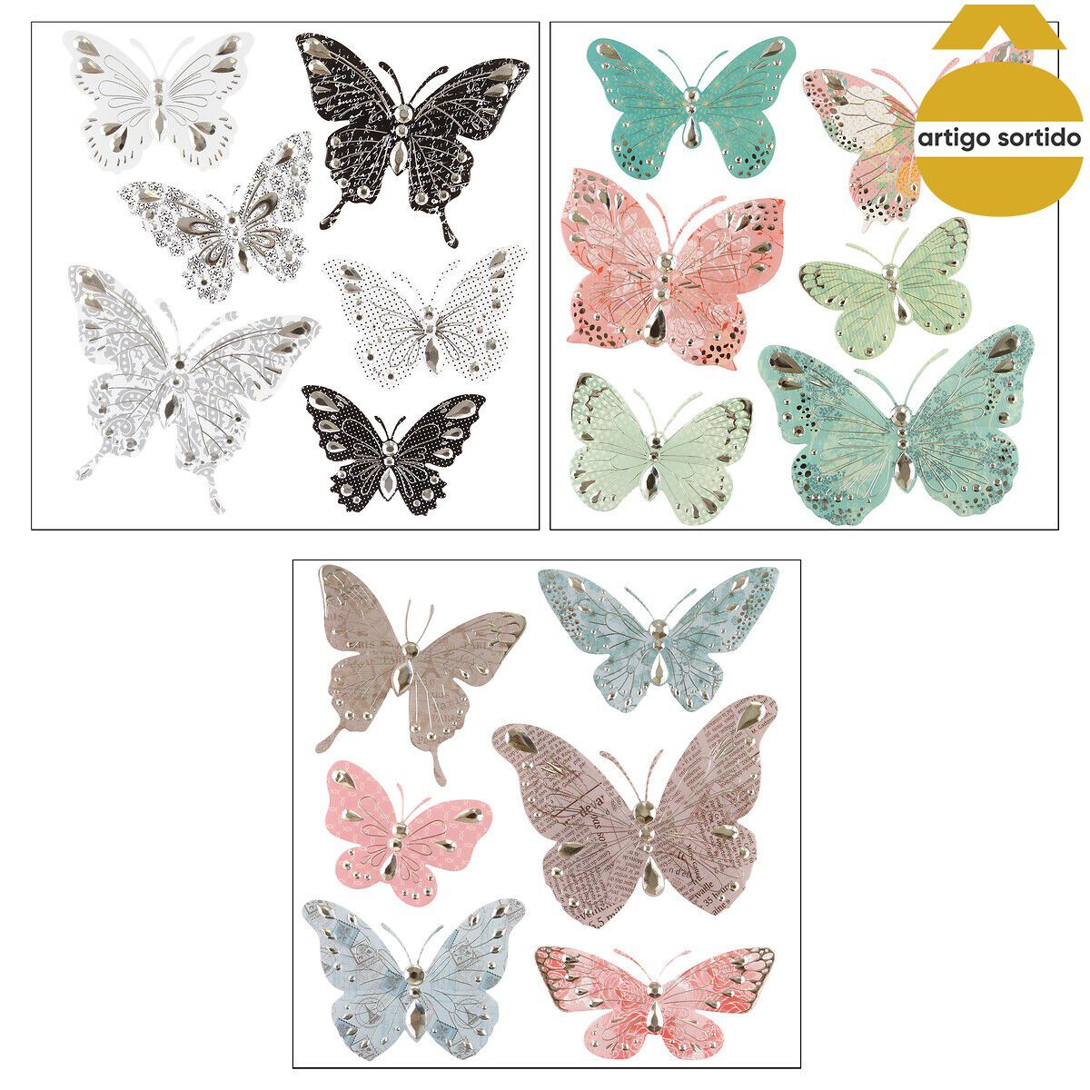 Sticker 3d borboleta 30x30cm