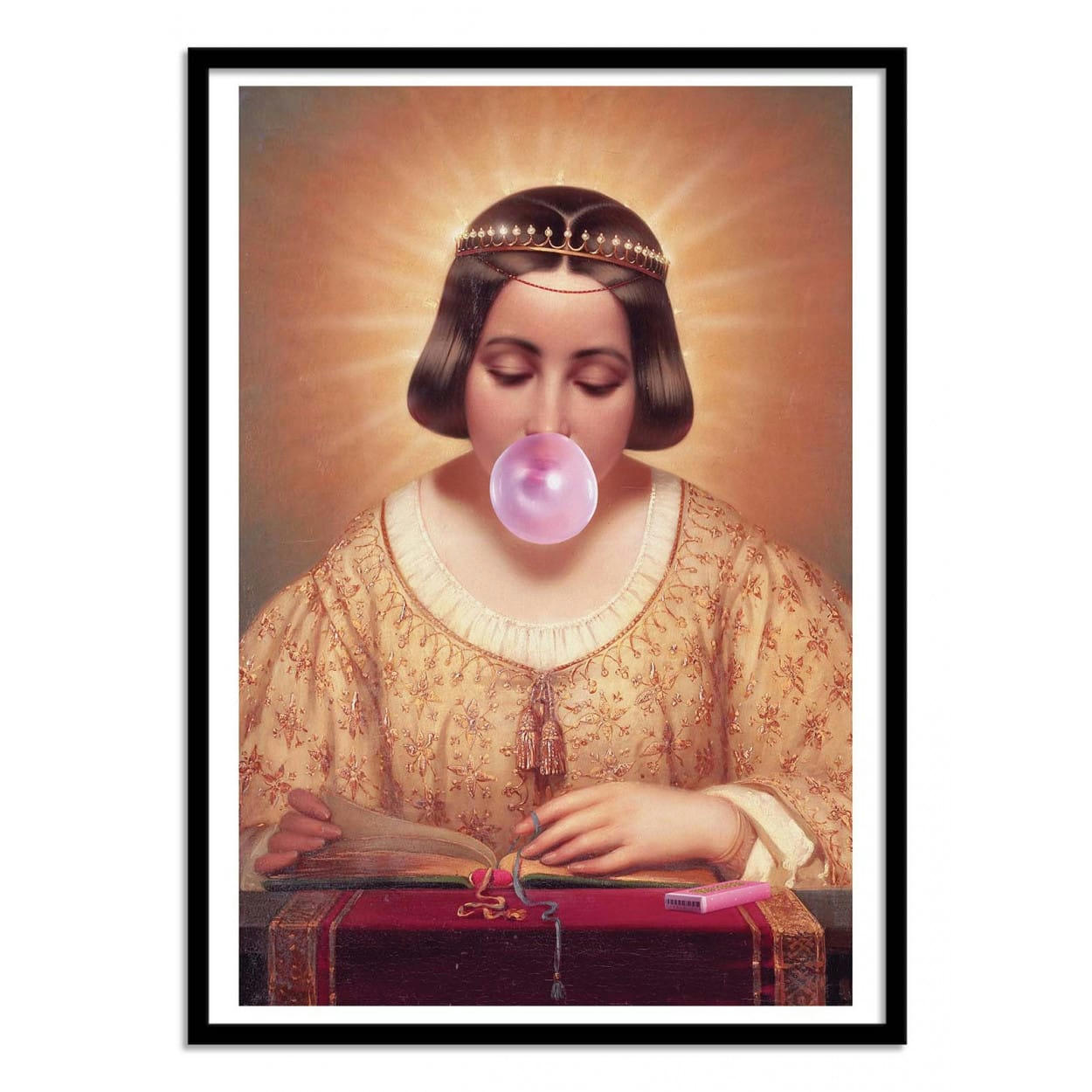 JONAS LOOSE - THE HOLLY BUBBLE - Affiche d'art avec Cadre bois noir - 30 x 40 cm