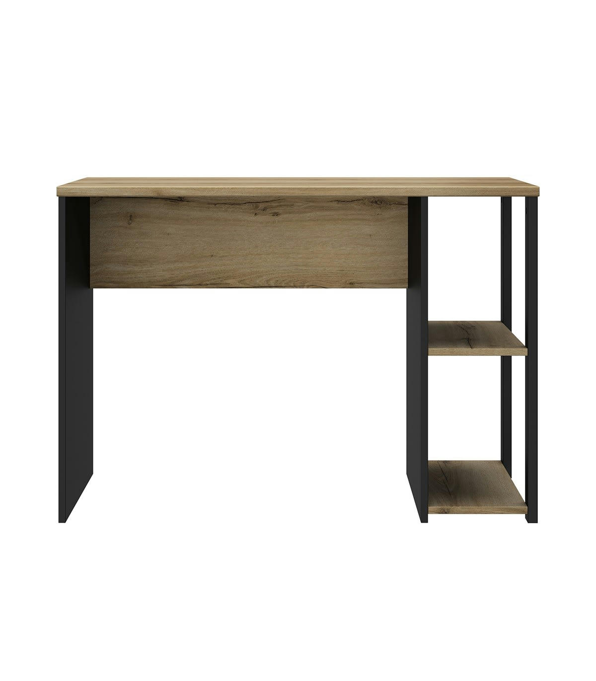 SOAN - Bureau Industriel avec Étagères Effet Bois L107 x H75 cm