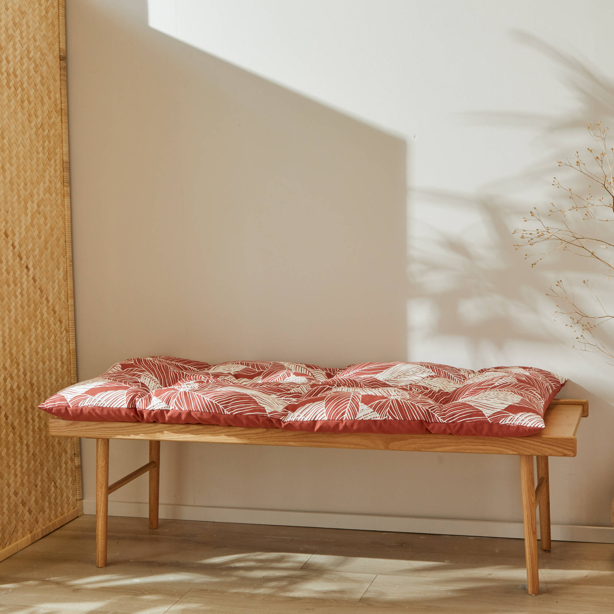 Long coussin déco imprimé feuillage
