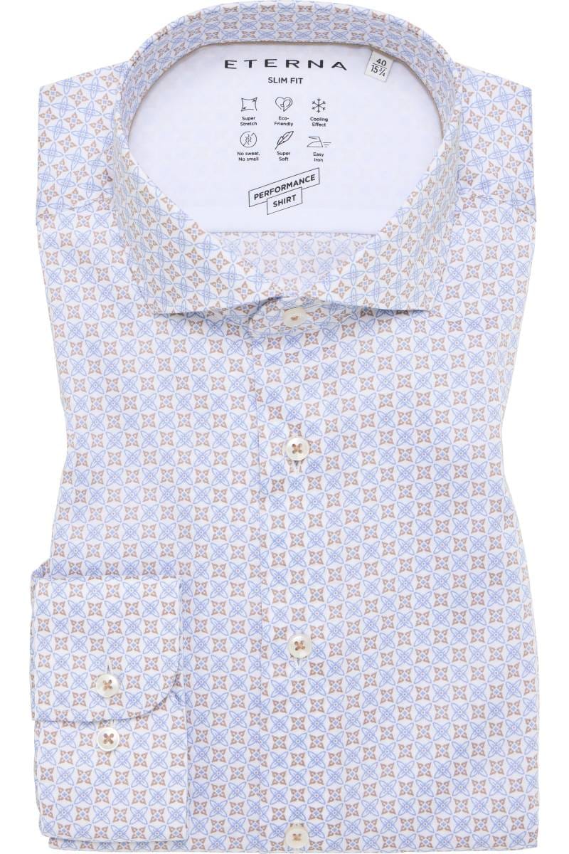 ETERNA Performance Slim Fit Tencel Hemd blau, Bedruckt