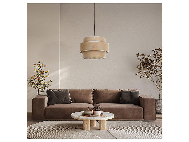 Lampa wisząca Calisto Juta 3-punktowa 50 cm tkaninowa beżowa