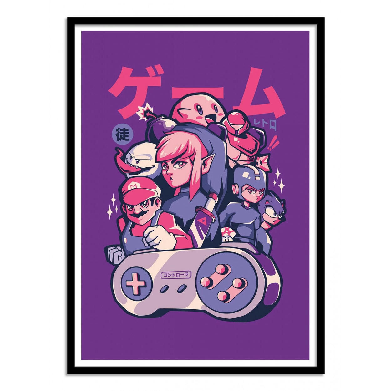 EDUELY - RETRO GANG - EDUELY - Affiche d'art avec Cadre bois noir - 30 x 40 cm