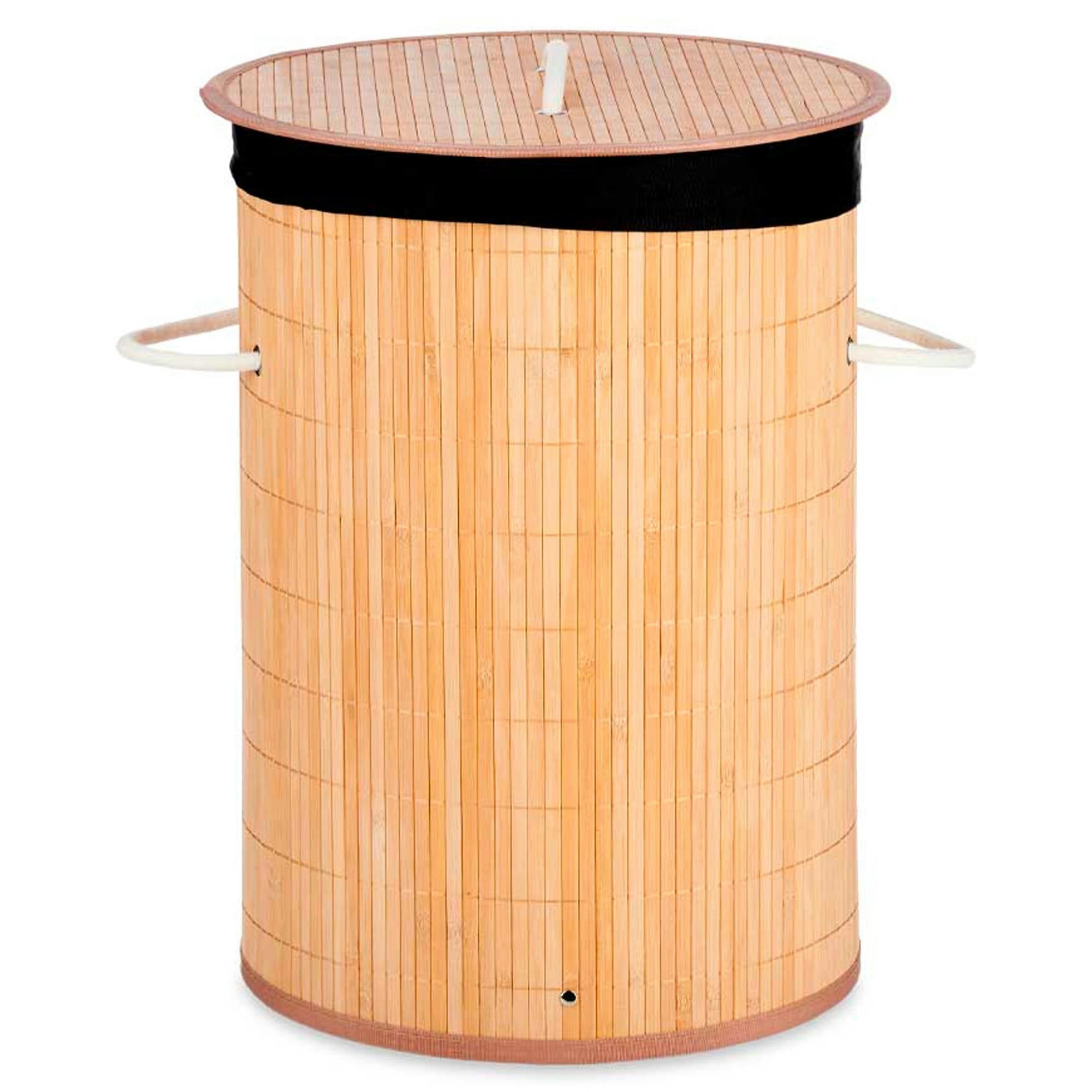 - Panier à linge rond en bambou 37x37x50cm