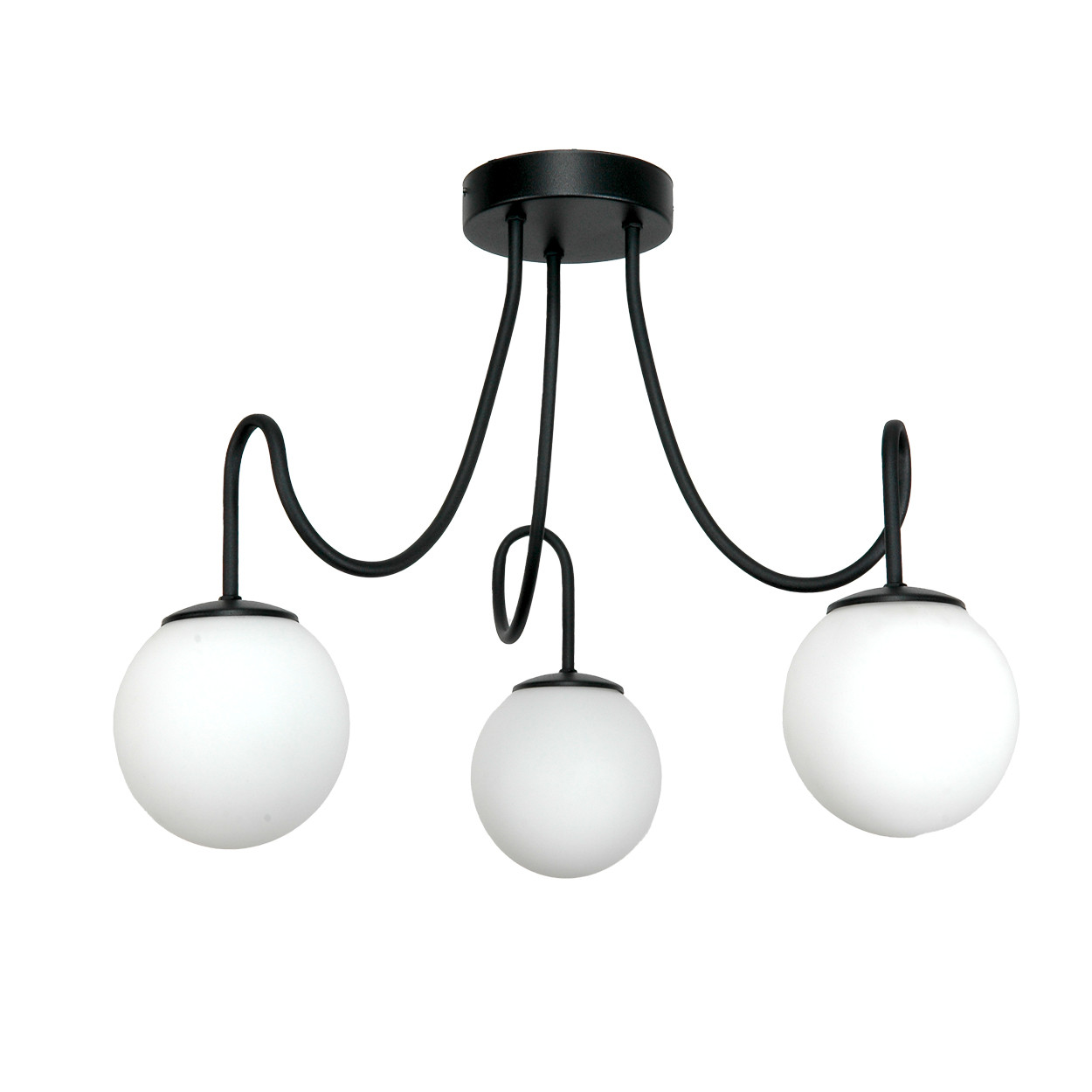 Lampa sufitowa EDYLIT kule białe loft czarna 3xE14 TED 15-282