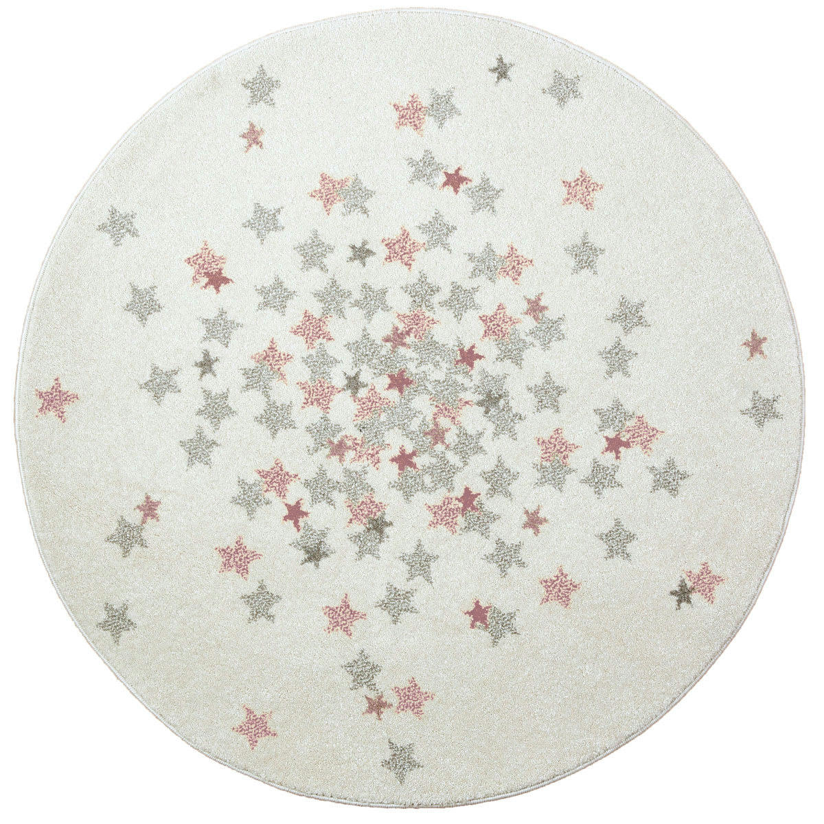 NOVA - Tapis enfant rond etoile rose et gris 120x120, OEKO-TEX®