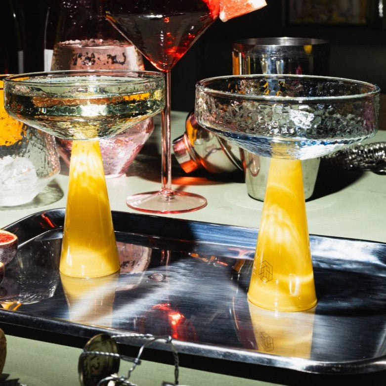 Brût Homeware, Coupe Claude, licht blauw   geel topaas, set van 2