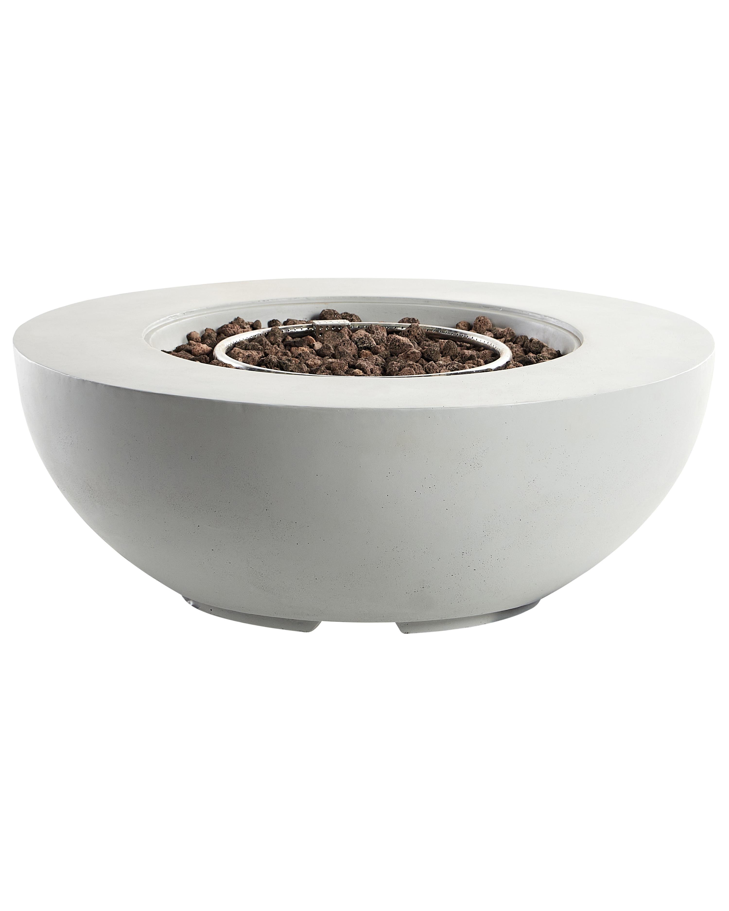 Gas Fire Pit SURTSEY Concrete Light Grey