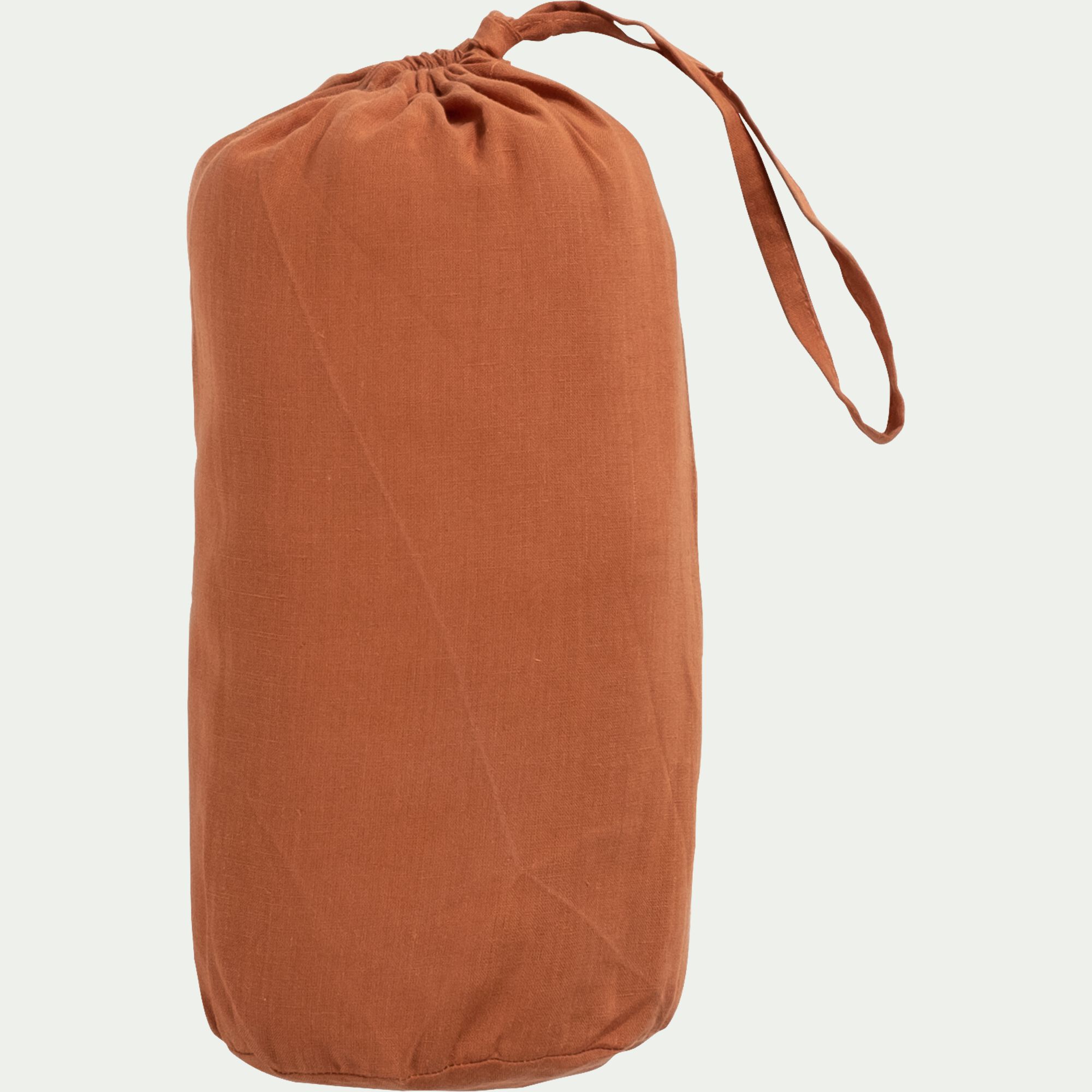 VENCE - Drap housse en lin lavé 140x200cm B28cm - marron rustrel