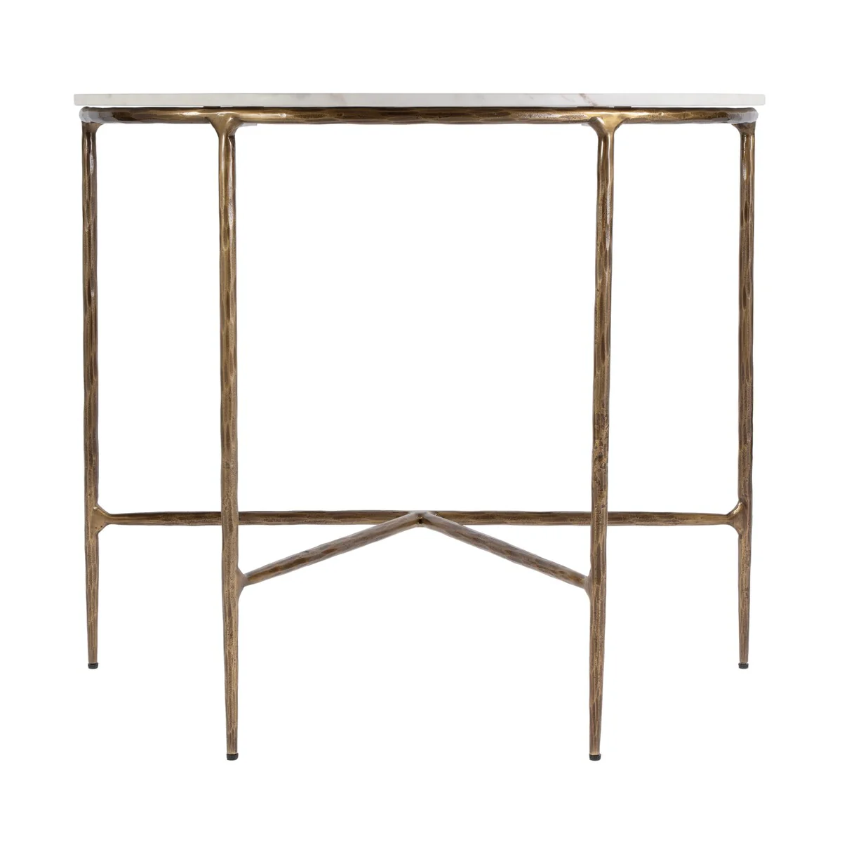 Evelyn Demilune Marble and Iron Console Table