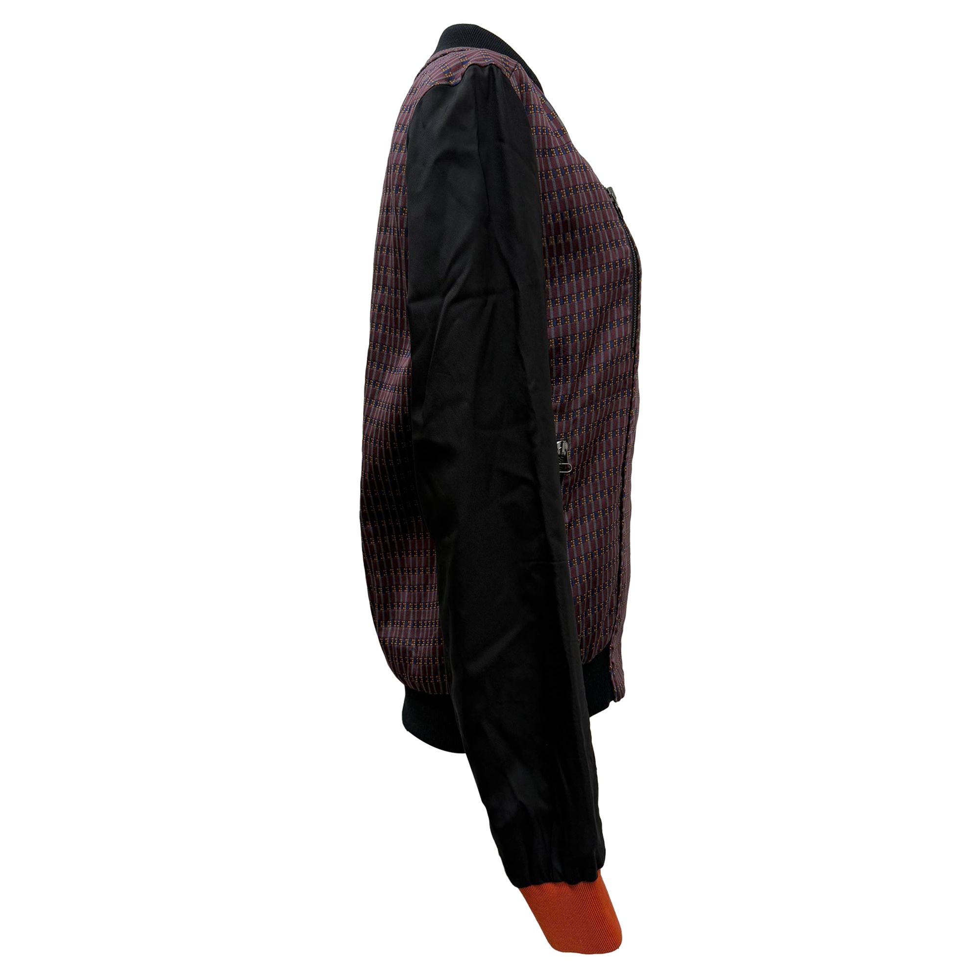 Lanvin Preloved Patterned Zipped Bomber Jacket in Multicolor Polyester