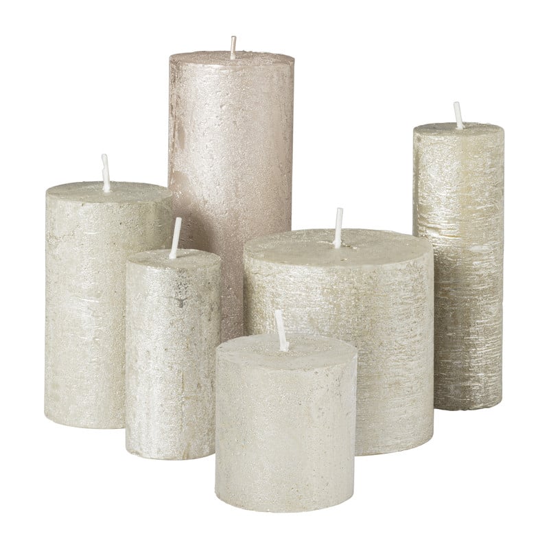 Kaars rustiek - zilver- &Oslash;7x7 cm