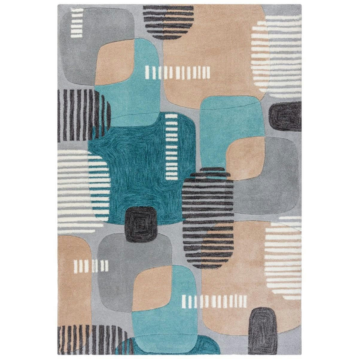 POP ART - Tapis de salon moderne en Polyester Bleu turquoise 160x230 cm