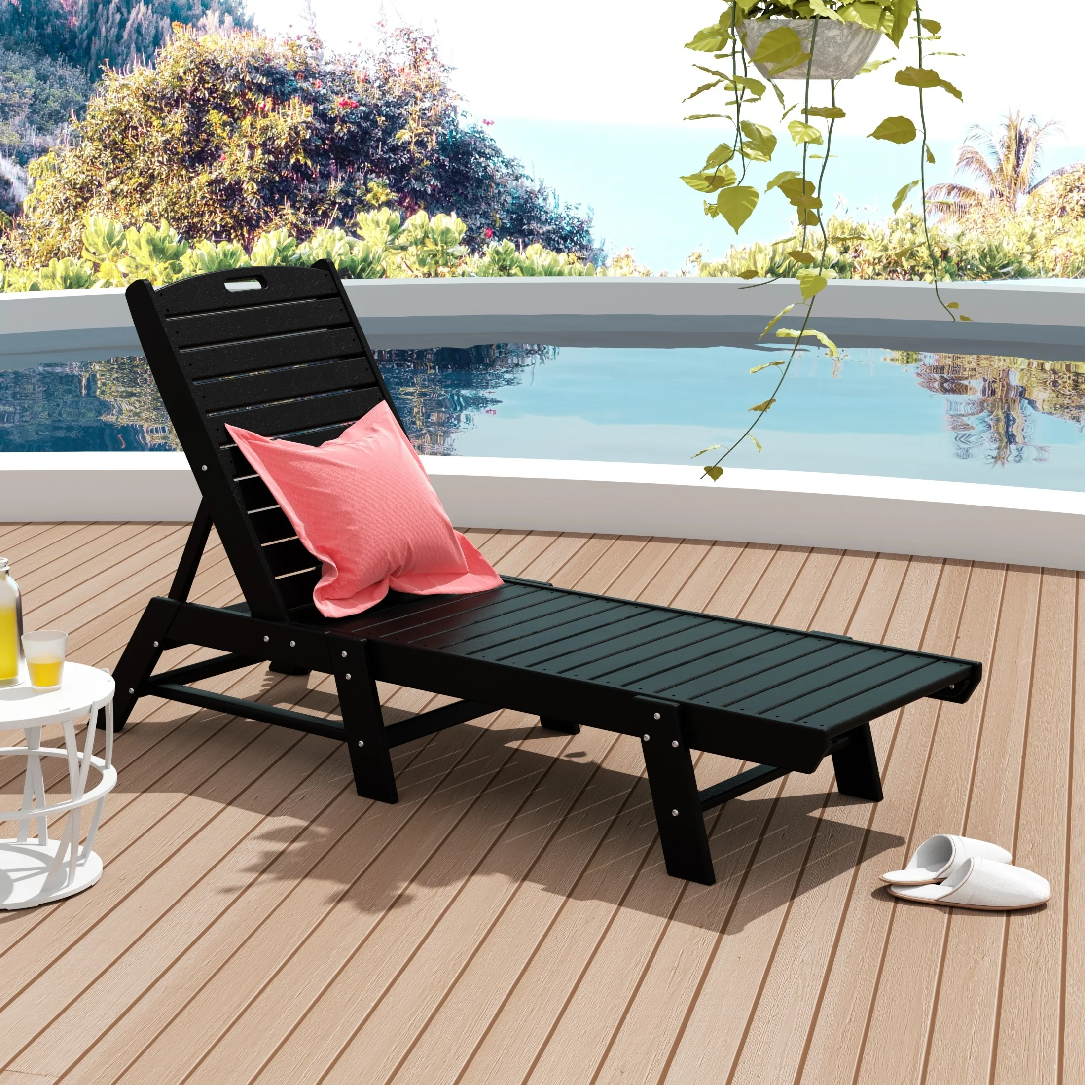 Polytrends Laguna Hdpe All Weather Outdoor Patio Pool Reclining Armless Chaise Lounge
