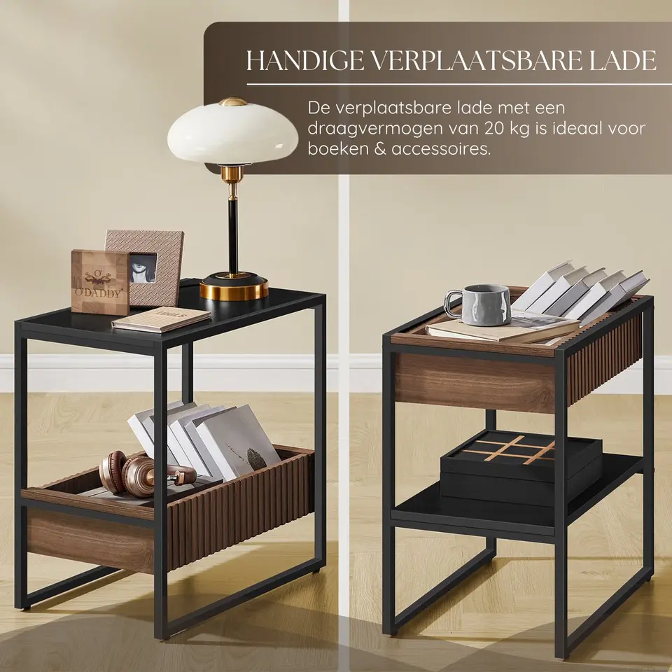 O'DADDY Bijzettafel zwart bruin